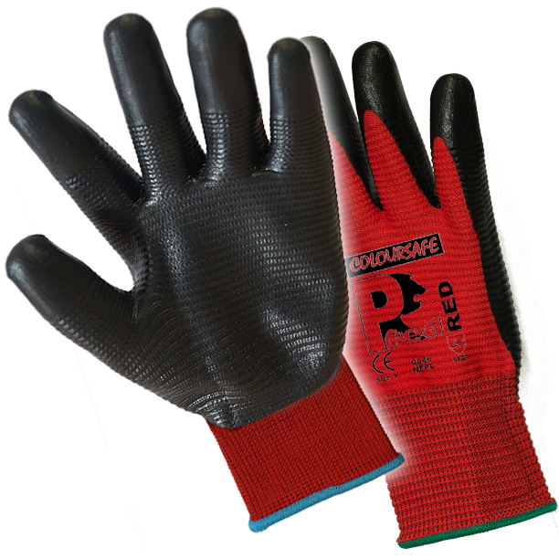 Predator Cardinal  NFPL-R Pred Red Nitrile Foam Gloves SZ10 ( Blue Cuff )