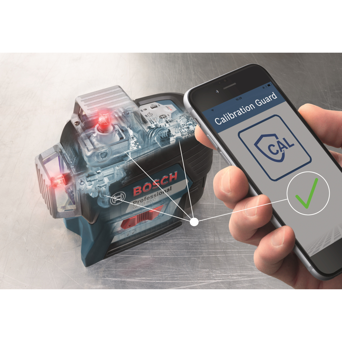 Bosch GLL 3-80 C + BM1 12V Body Only Professional 3 Plane Connected Line Laser in L-Boxx