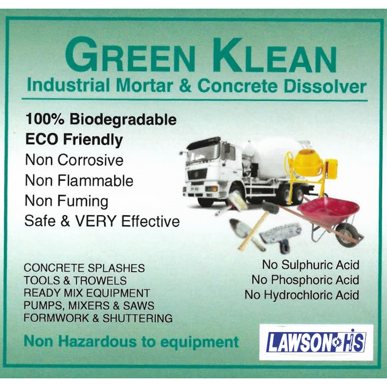 Green Klean Concrete & Mortar Dissolver 5ltr Eco Friendly and Biodegradable