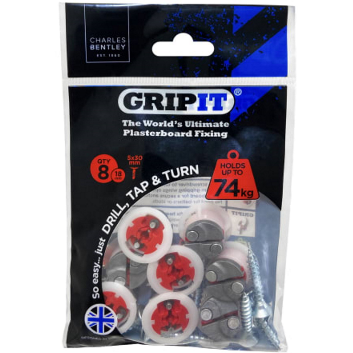 Gripit GP188 Red Plasterboard Fixings 18mm (Pack of 8) GRP188
