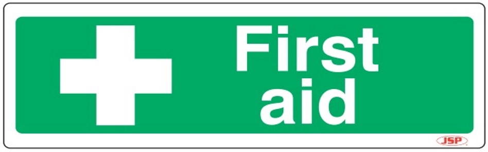 JSP HBJ161-000-000 Rigid Plastic "First Aid" Safety Sign 600x200mm