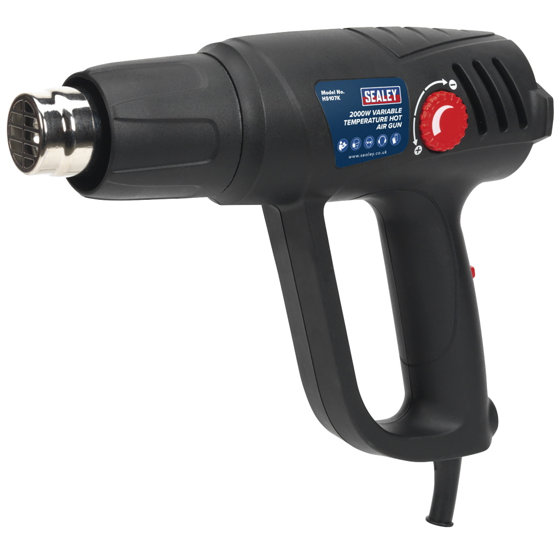 Sealey HS107K Variable Temperature Hot Air Gun Kit 2000W 50-450&#xB0;C/90-600&#xB0;C