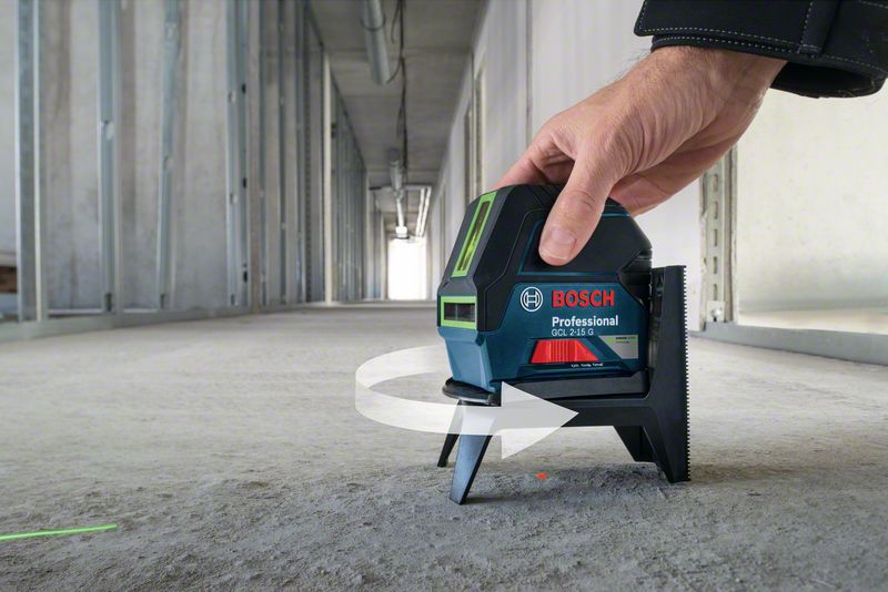 Bosch GCL 2-15 G Combi laser, Green Beam 15m Cross Line with 2 Point Laser in One Device + RM1 Rotating Mount + Target Plate + Pouch