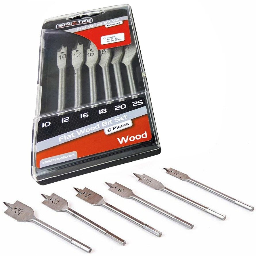 Spectre TRO-SP-17261 Flat Wood Drill Bit Set 6PC (10,13,16,19,22,25mm)