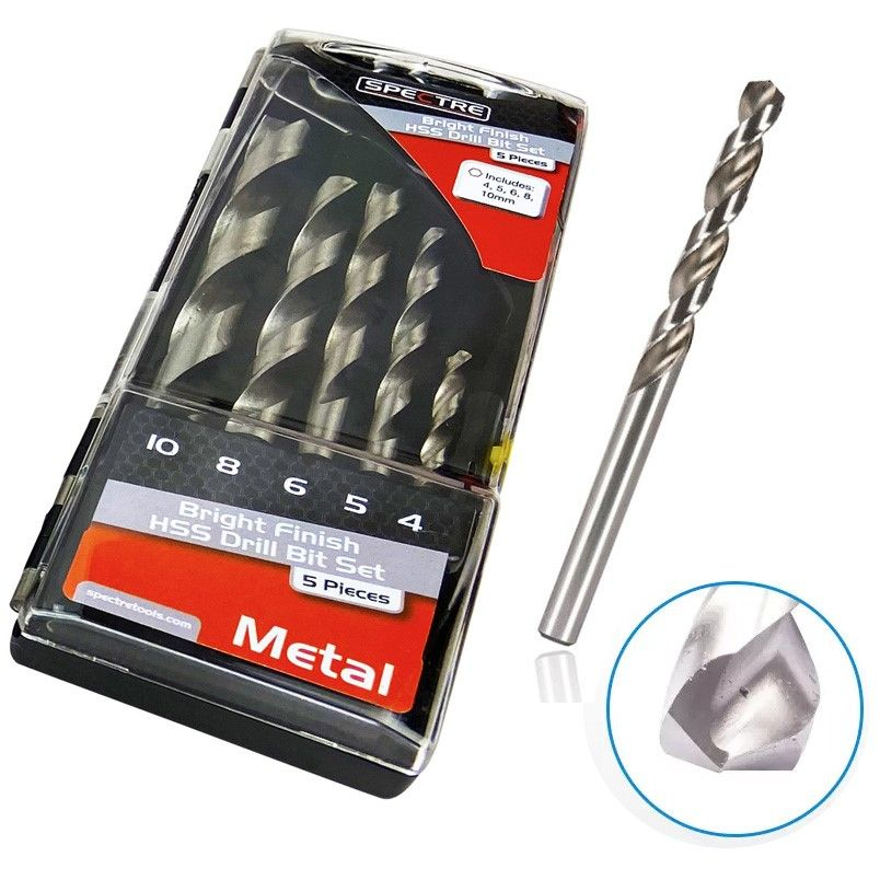 Spectre SP-17259 HSS Metal Drill Bit Set 5PC (4,5,6,8,10mm)