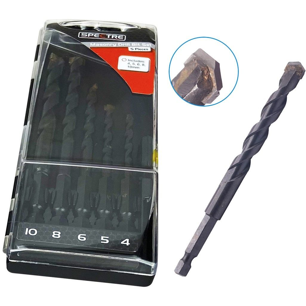 Spectre SP-17257 Masonry Drill Bit Set 5PC (4,5,6,8,10mm)