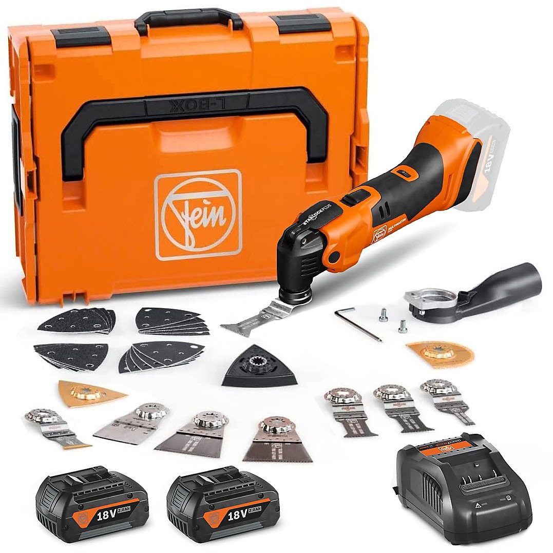 Fein AMM 500 Plus AS 18V Multimaster with 2 x 2AH BATTERIES, Charger and 31PC Accessory set In LBoxx