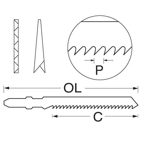 Trend JB/T101B Jigsaw blade 100x2.5mm CV up-cut 5 pack