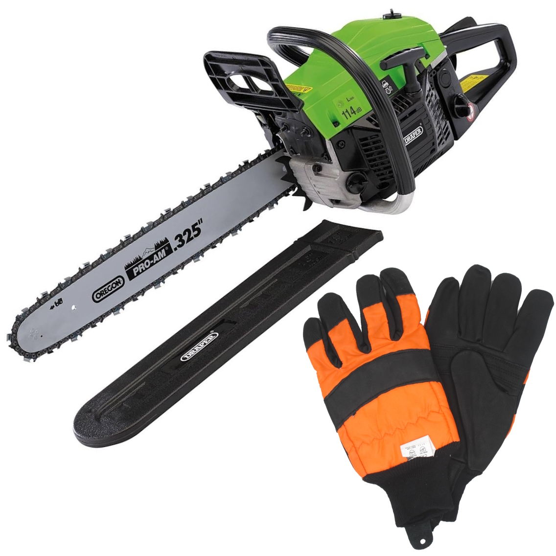 Draper CSP4546 450mm 45cc 2 Stroke Petrol Chainsaw With FREE JSP 'CHAIN X' Chainsaw Gloves