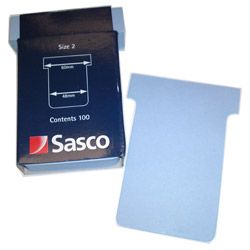 Sasco 54102 T-Cards Light Blue 60mm x 85mm Size 2 (packet 100)