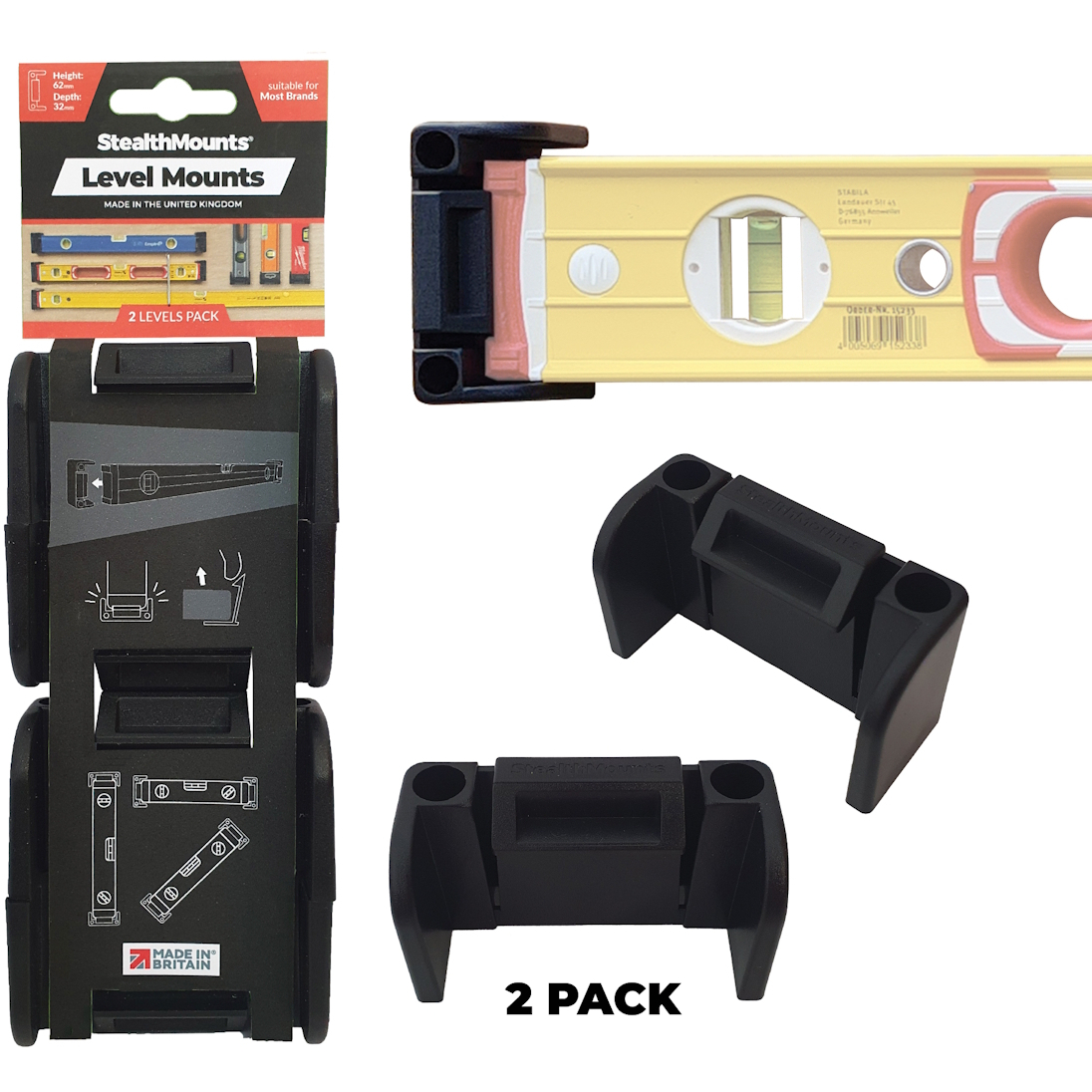 StealthMounts OM-LM-BLK-2 Black Level Mounts