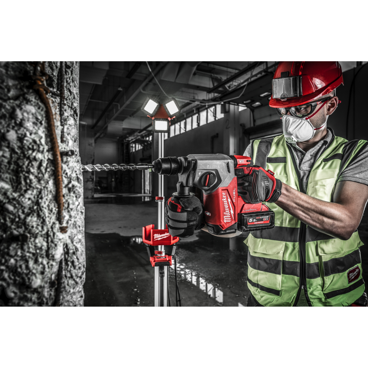 Milwaukee M18ONEFHX-552X 18v SDS 4 Mode SDS Hammer Drill with 2x 5.5Ah Batteries and Charger in Case