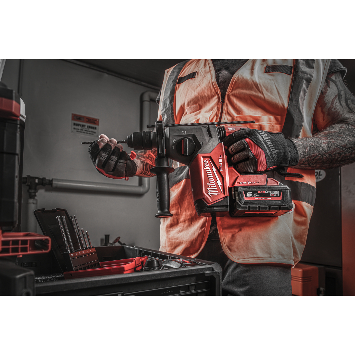 Milwaukee M18ONEFHX-552X 18v SDS 4 Mode SDS Hammer Drill with 2x 5.5Ah Batteries and Charger in Case