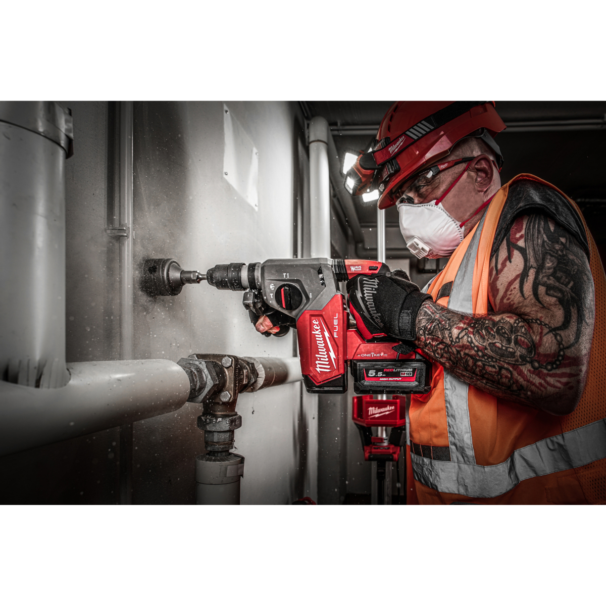 Milwaukee M18ONEFHX-552X 18v SDS 4 Mode SDS Hammer Drill with 2x 5.5Ah Batteries and Charger in Case