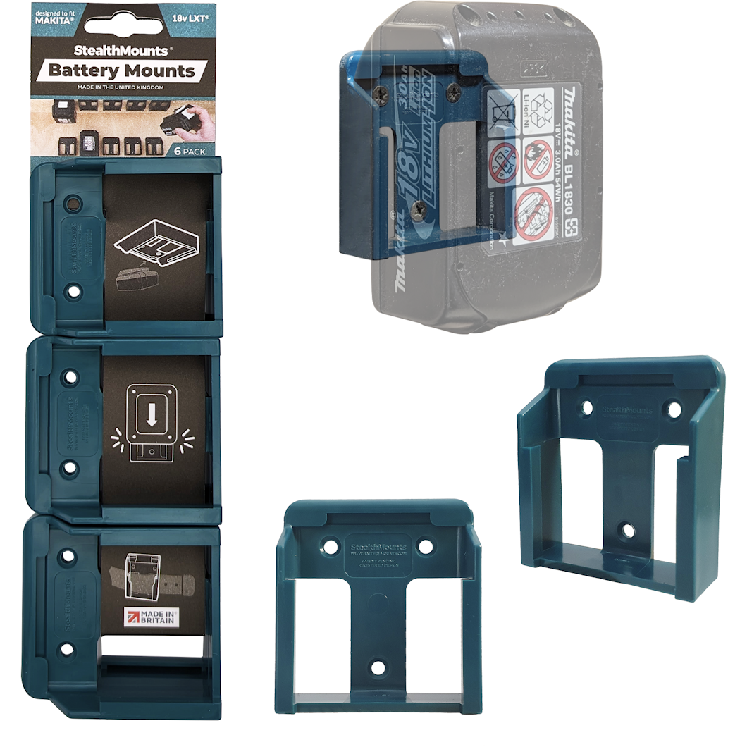 StealthMounts BM-MK18-BLU-6 Blue Battery Mounts for Makita 18V (6 Pack)