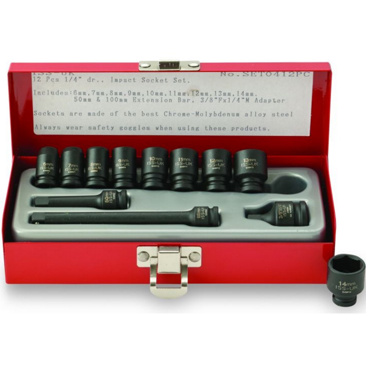 ISS SET0412PC 1/4" Drive Metric Std Length Impact Sockets & Accessories 12 Piece