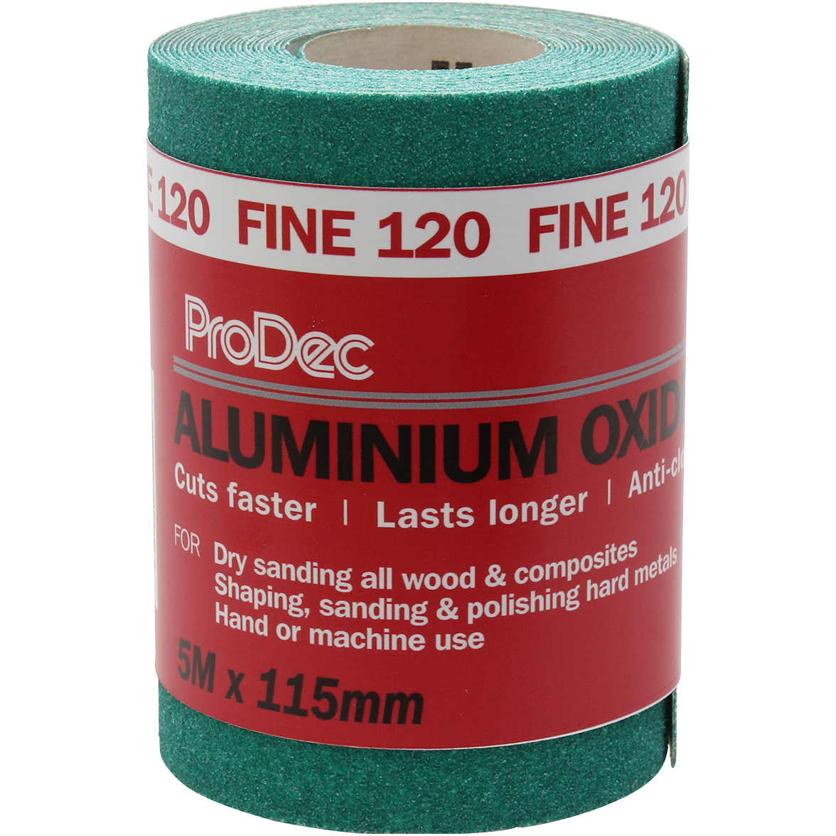 ProDec PAALV120 Green Aluminium Oxide Sanding Paper Roll 115mm x 5m 120G Fine
