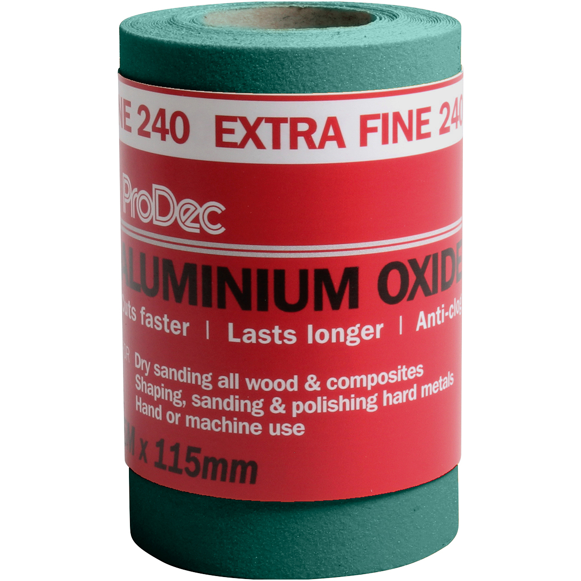 ProDec PAALV240 Green Aluminium Oxide Sanding Paper Roll 115mm x 5m 240G Extra Fine