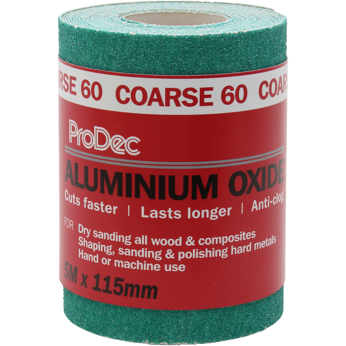 ProDec PAALV60 Green Aluminium Oxide Sanding Paper Roll 115mm x 5m 60G Coarse