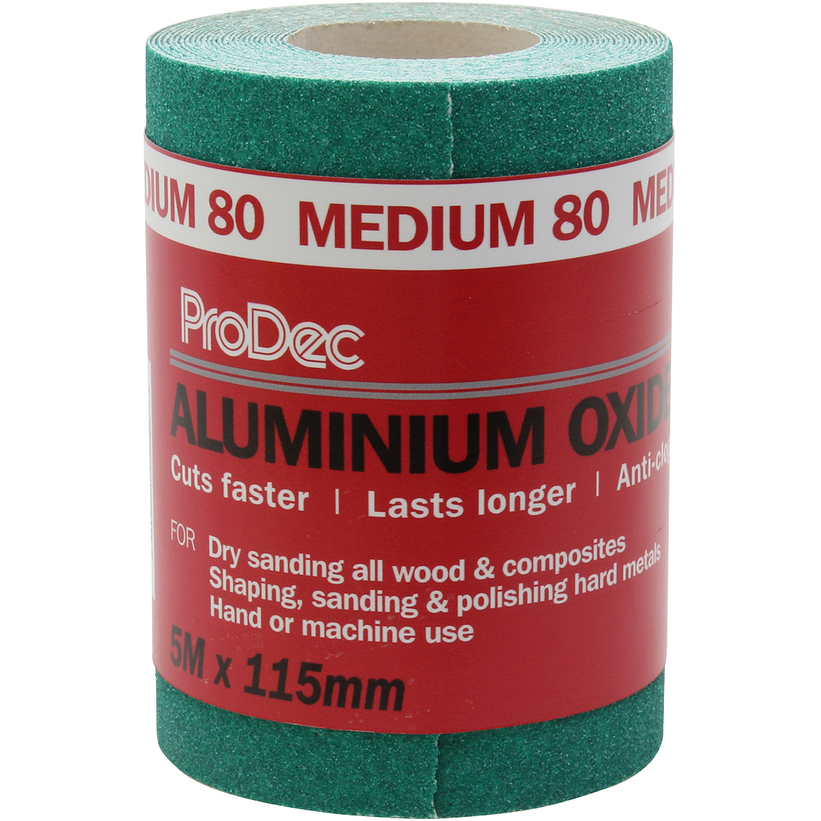 ProDec PAALV80 Green Aluminium Oxide Sanding Paper Roll 115mm x 5m 80G Medium