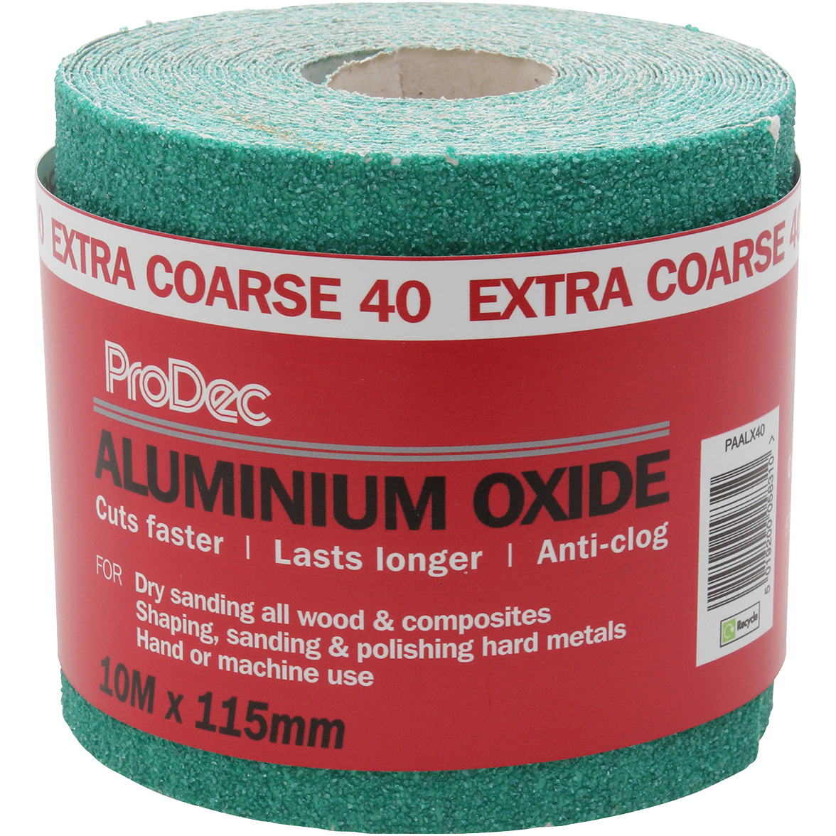 ProDec PAALX40 Green Aluminium Oxide Sanding Paper Roll 115mm x 10m 40G Extra Coarse
