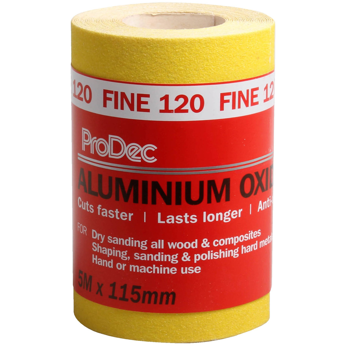 ProDec PACNV120 Yellow Anti-Clog Aluminium Oxide Sanding Paper Roll 115mm x 5m 120G Fine