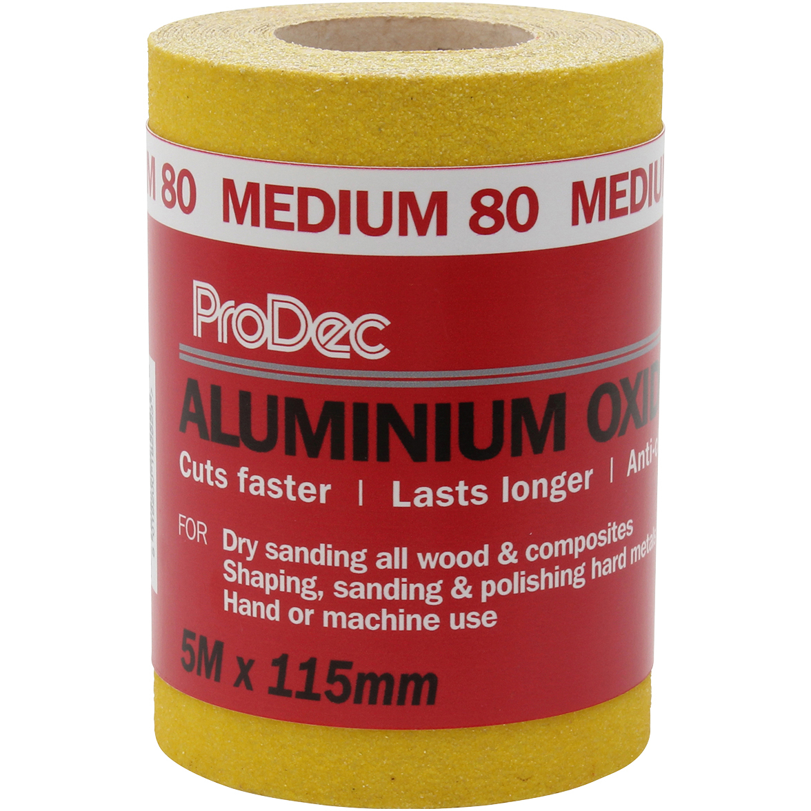 ProDec PACNV80 Yellow Anti-Clog Aluminium Oxide Sanding Paper Roll 115mm x 5m 80G Medium