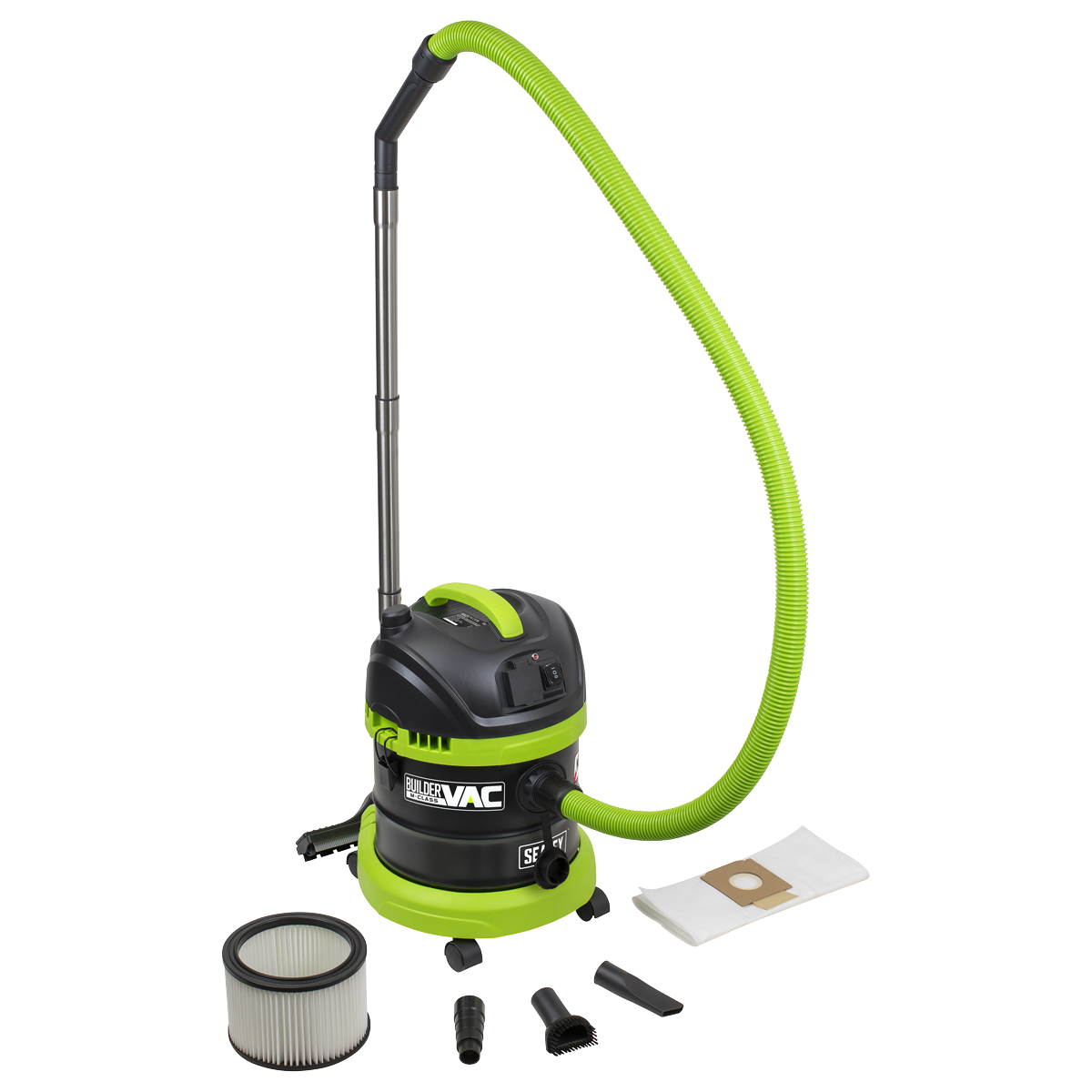 Sealey PC150BV BuilderVac 15L M Class Vacuum Cleaner Wet & Dry with Stainless Steel Drum 1400W/230V