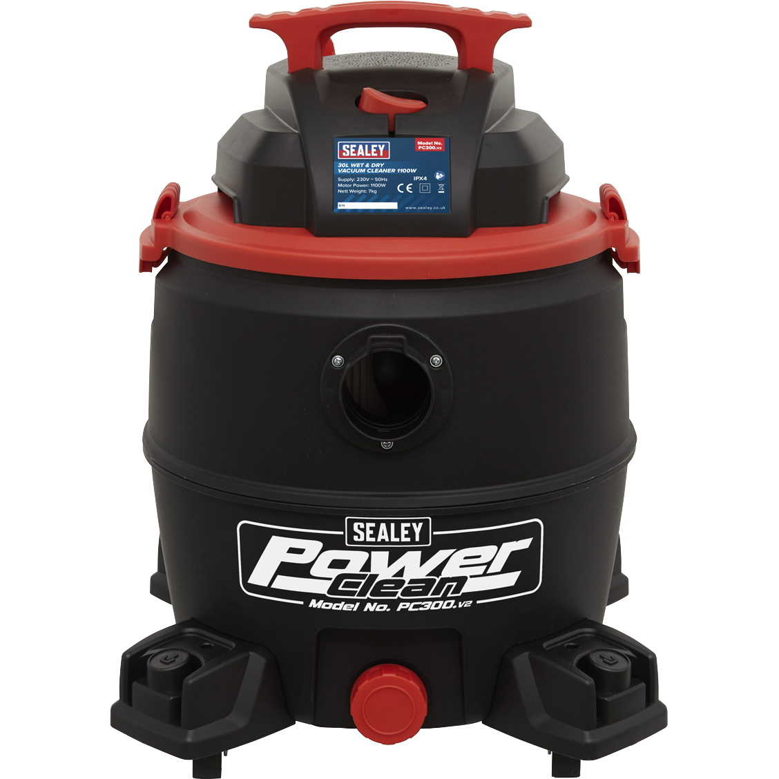Sealey PC300 Vacuum Cleaner Wet & Dry 30ltr 1100W/230V