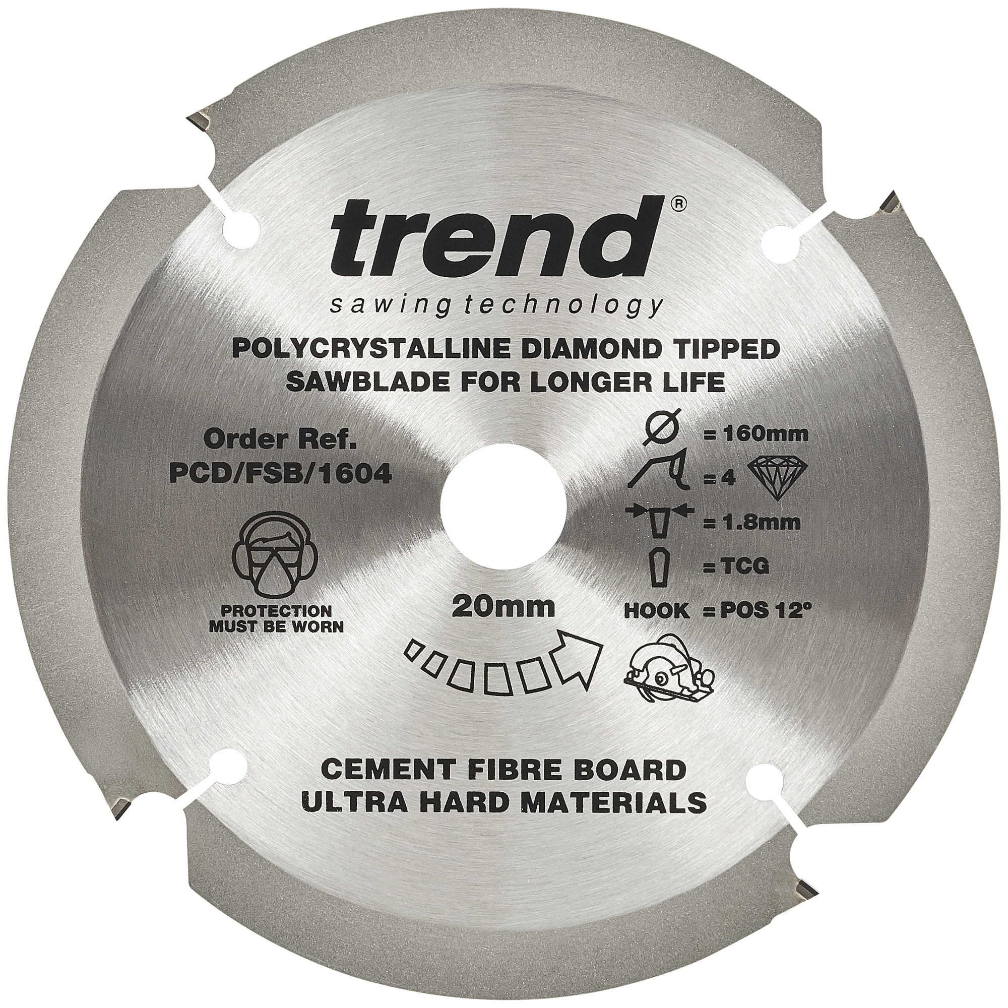 Trend PCD/FSB/1604 Fibreboard sawblade PCD 160mm x 4T x 20mm