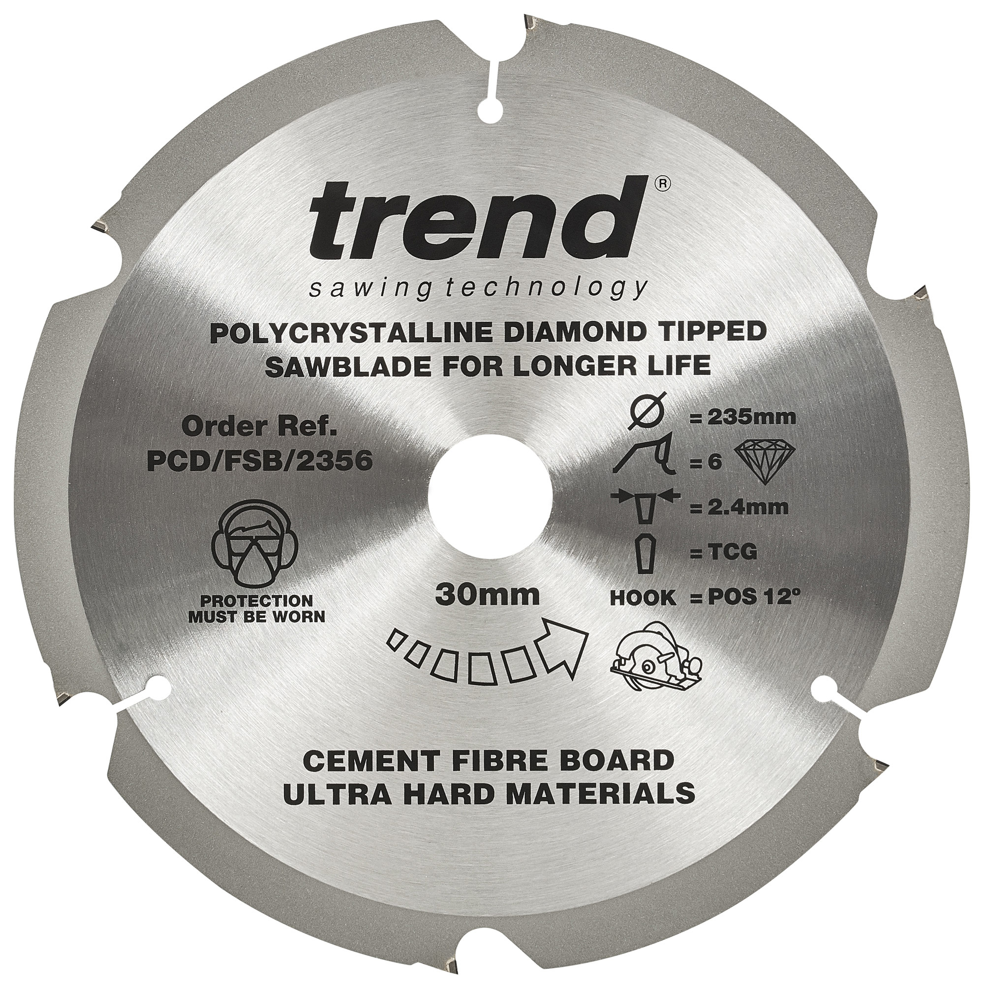 Trend PCD/FSB/2356 Fibreboard sawblade PCD 235mm x 6T x 30mm