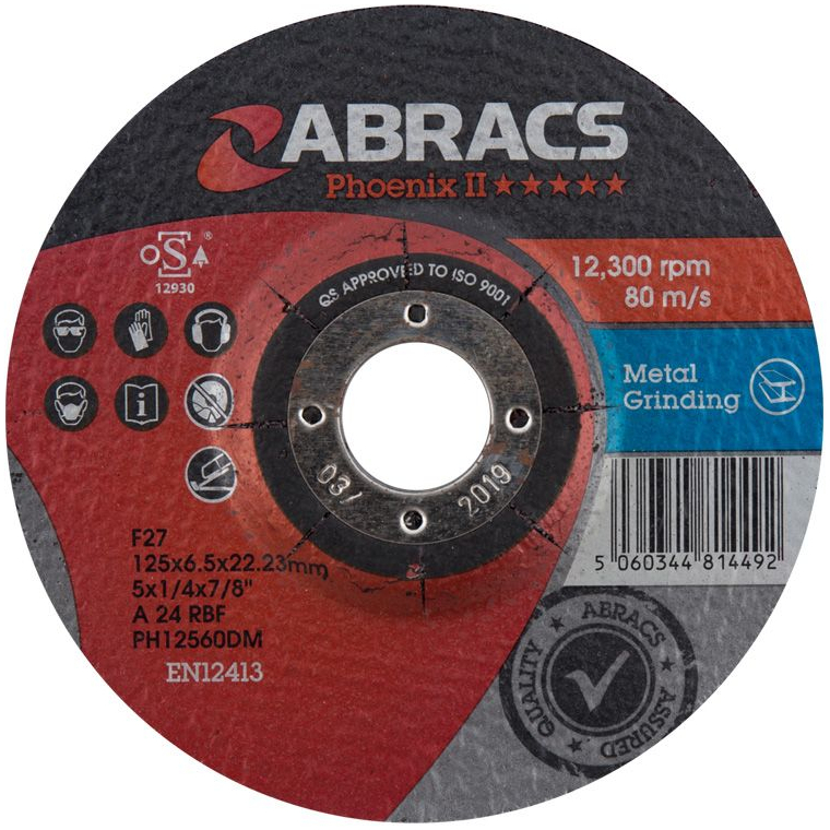 Abracs Phoenix II PH12560DM DPC Metal Grinding Disc 125 x 6 x 22mm