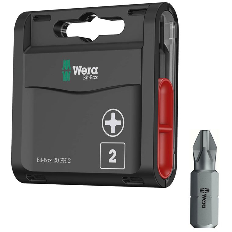 Wera 05057750001 Bit-Box 20 H PH2 Extra Hard Bits for Drill/Drivers, 25mm, 20pc pack
