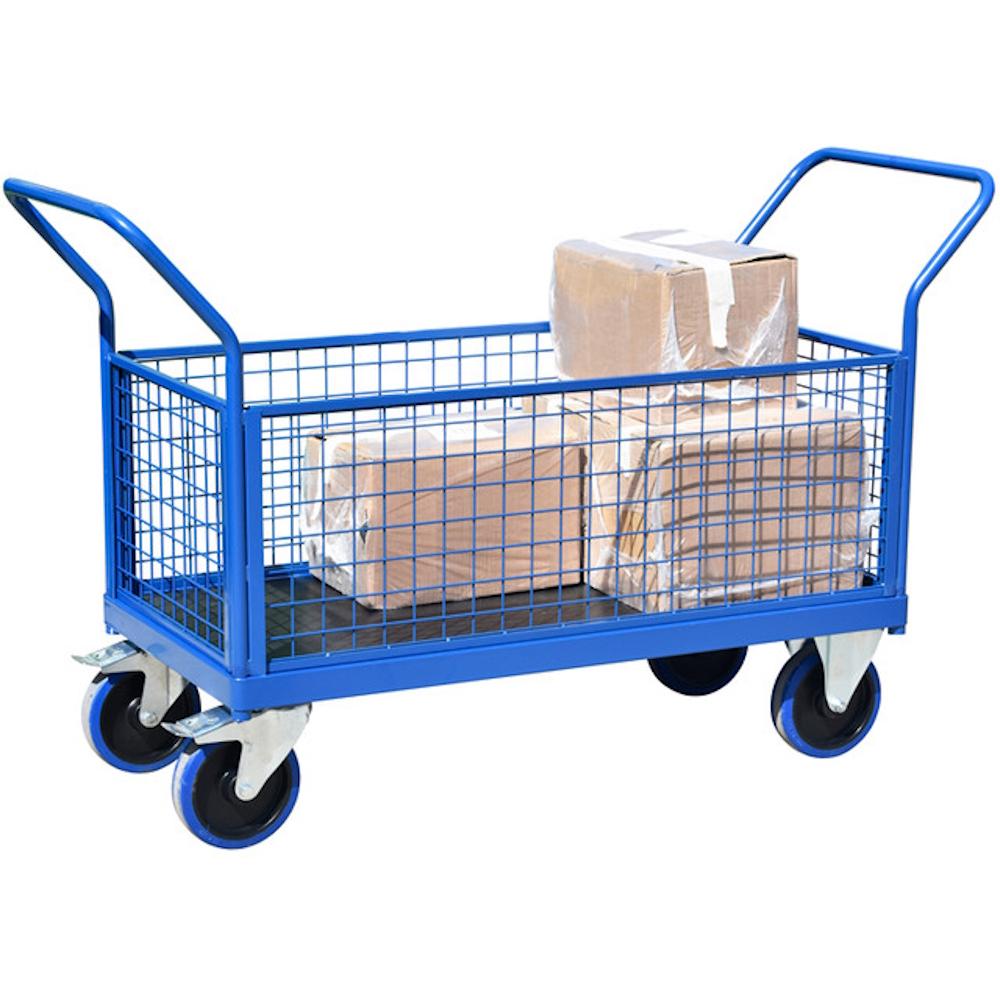 Handle-It HI-FBT-1260-PP-4MS400 Premium Plus 1200mm x 600mm Platform Truck With Mesh Sides