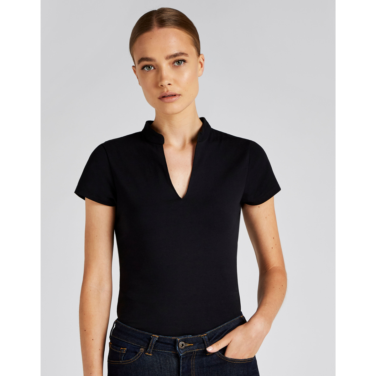 Kustom Kit KK770 Ladies Regular Fit Short Sleeve Mandarin Collar Top