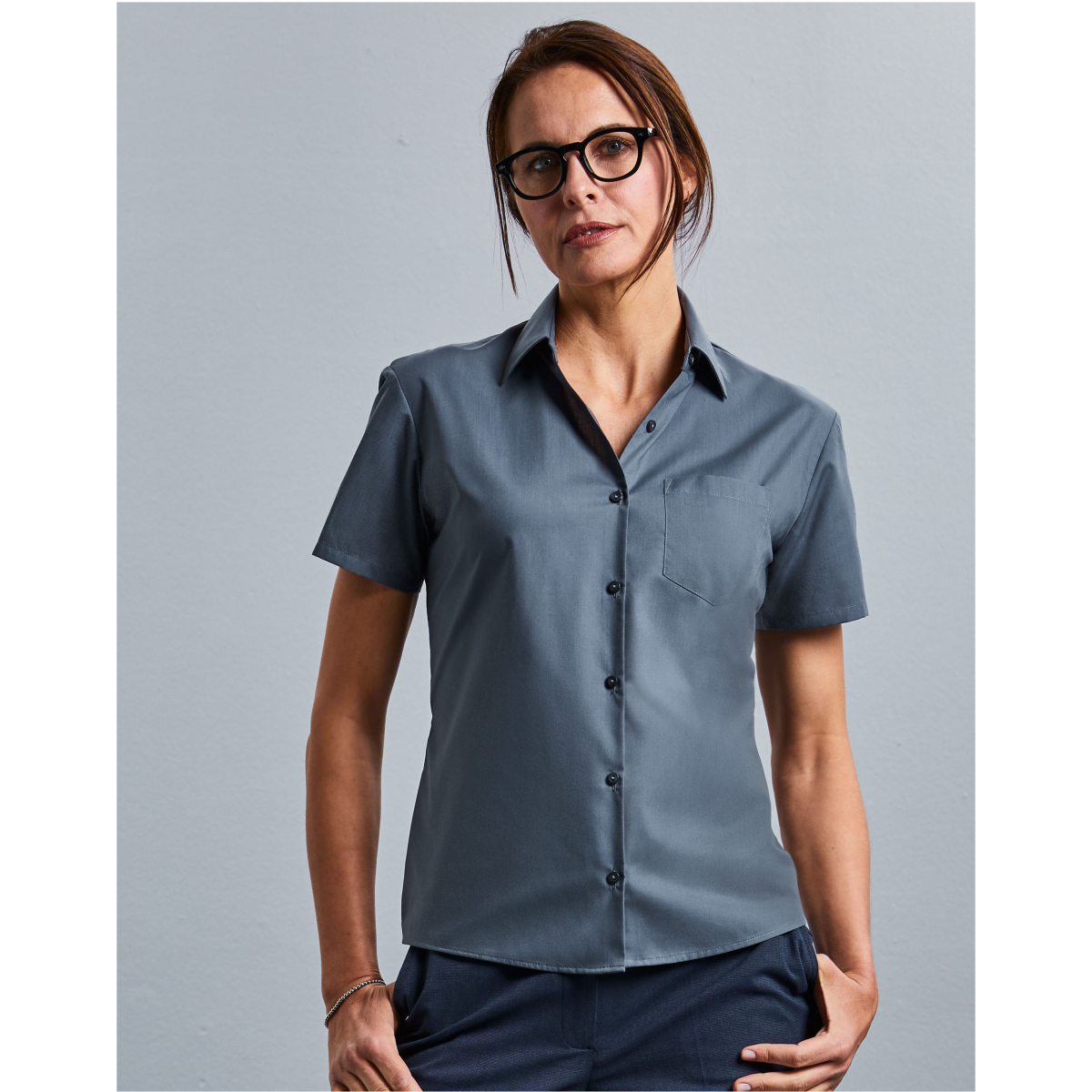 Russell 935F Ladies' Short Sleeve Classic Polycotton Poplin Shirt
