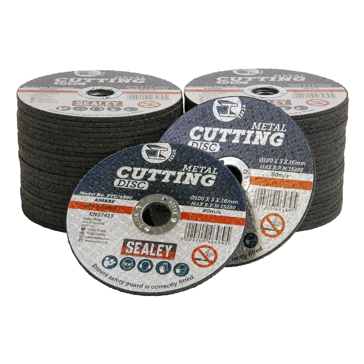 Sealey PTC/100C50 Cutting Disc Pack of 50 &oslash;100 x 3mm &oslash;16mm Bore