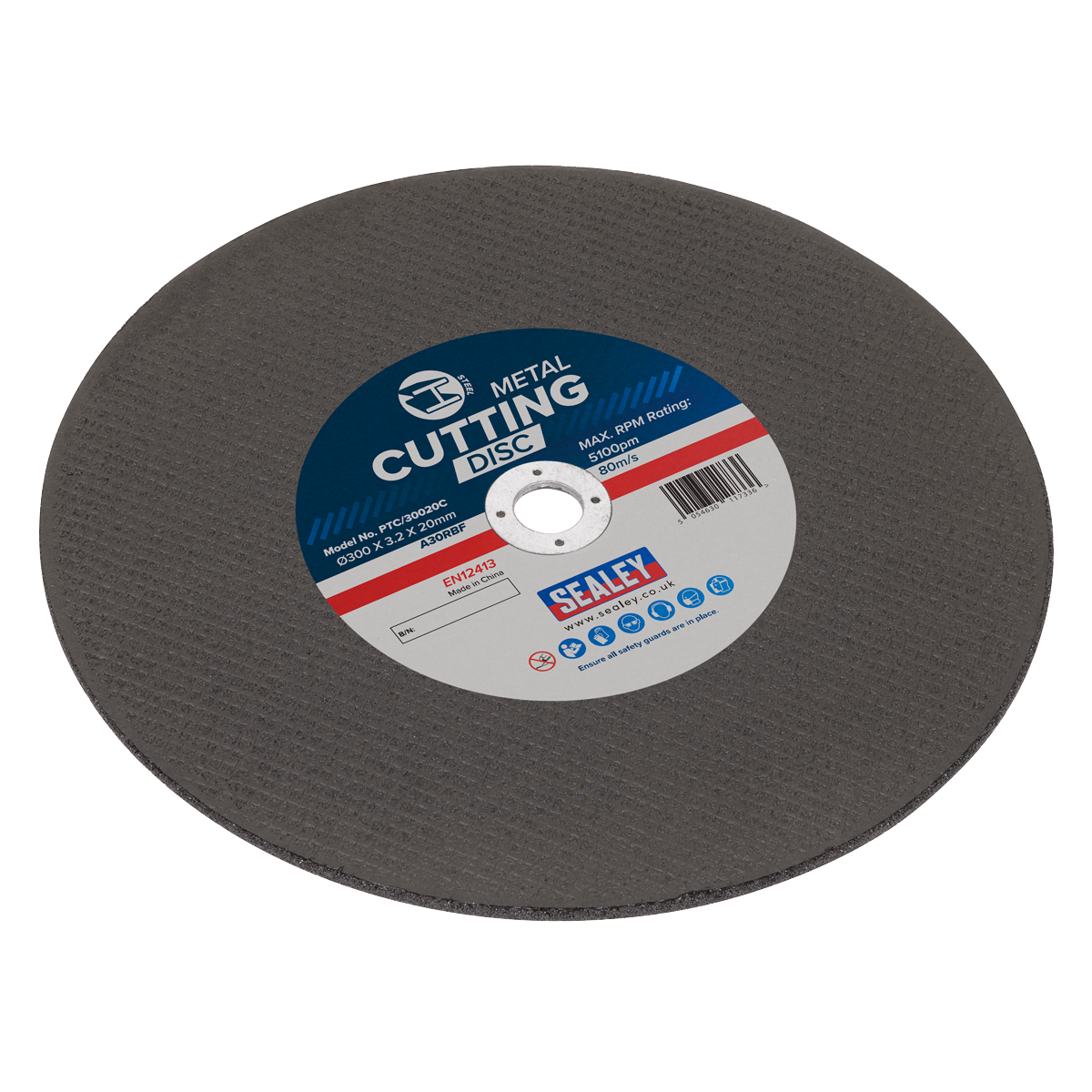 Sealey PTC/30020C Cutting Disc Flat Metal &oslash;300 x 3.2 x &oslash;20mm