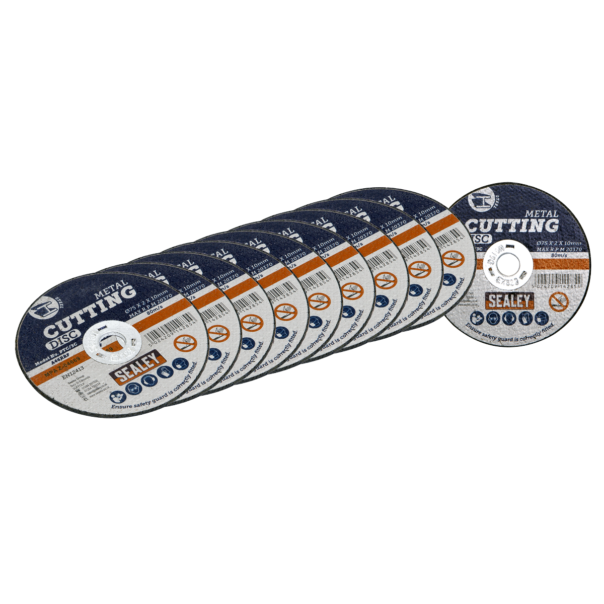 Sealey PTC/3C10 75 x 2mm Cutting Disc 10mm Bore - Pack of 10