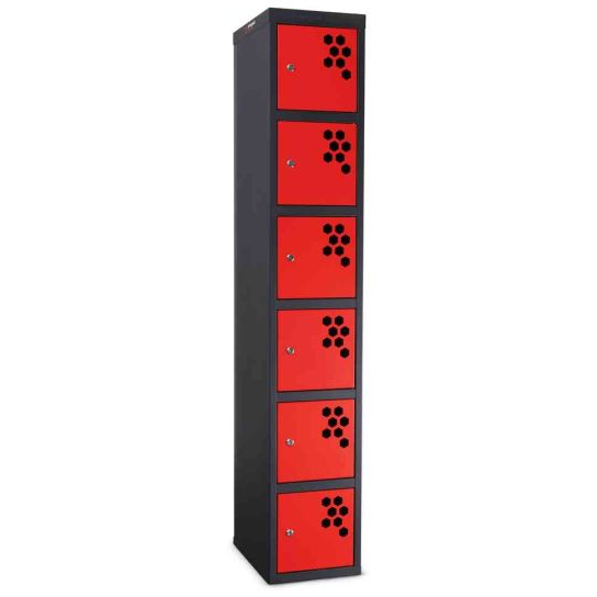 Armorgard PWS6K Powerstation, 6 Door Battery Charging Locker Bank With Key Camlocks 315mm x 453mm x 1803mm