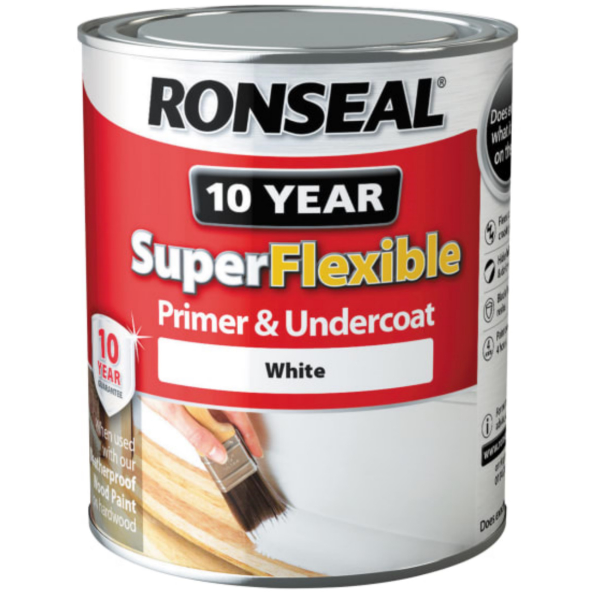 Ronseal 36466 Super Flexible Wood Primer and Undercoat White 750ml RSLEWPWHI750