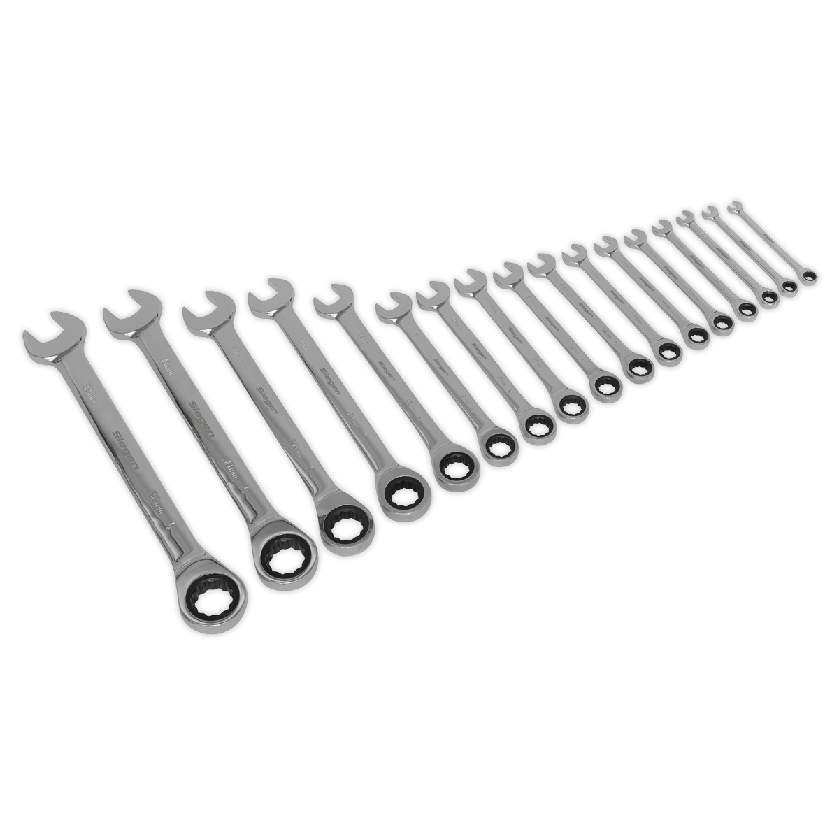 Sealey S01156 Combination Ratchet Spanner Set 17pc Metric
