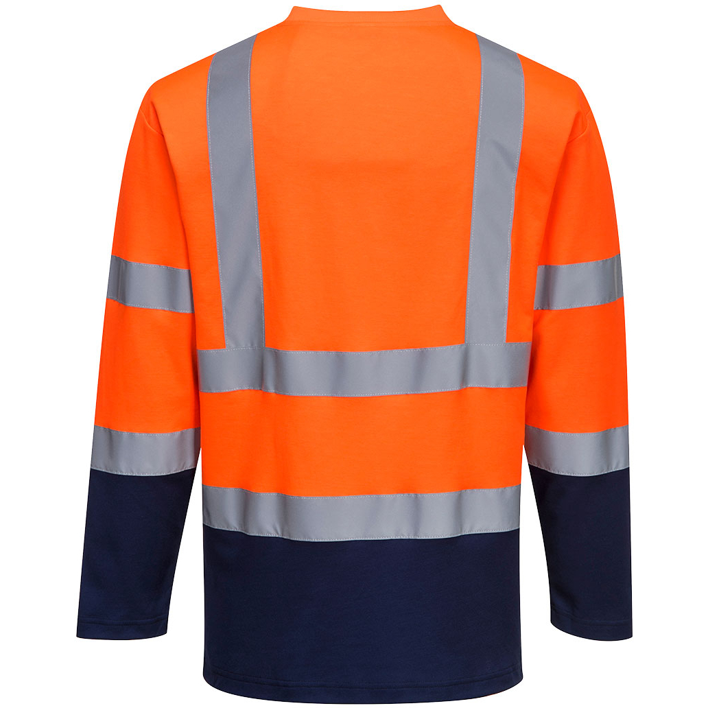 Portwest S280 Hi-Vis Two-Tone Long Sleeved Cotton Comfort T-Shirt High Visibility 