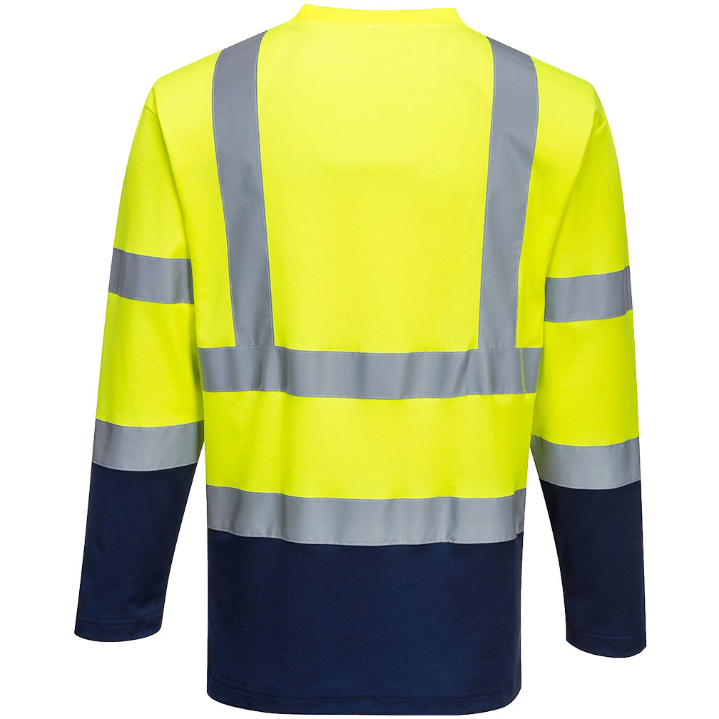 Portwest S280 Hi-Vis Two-Tone Long Sleeved Cotton Comfort T-Shirt High Visibility 