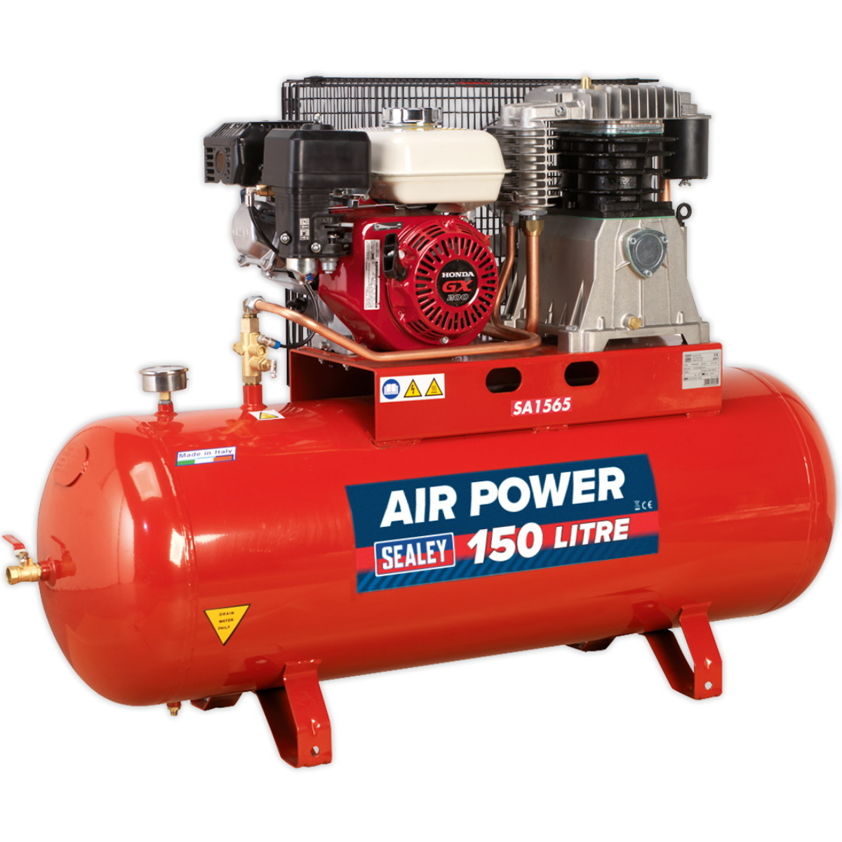 Sealey SA1565 Compressor 150ltr Belt Drive 4-Stroke OHV Petrol Engine 6.5hp