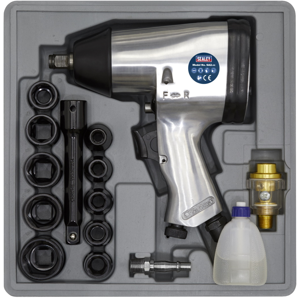 Sealey SA2/TS Air Impact Wrench Kit with Sockets 1/2"Sq Drive
