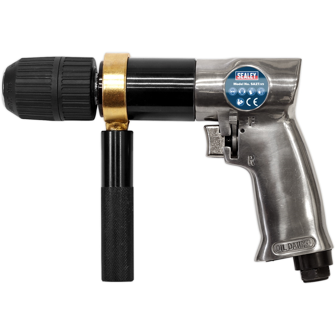 Sealey SA27 Air Drill 13mm 700rpm Reversible Keyless Chuck