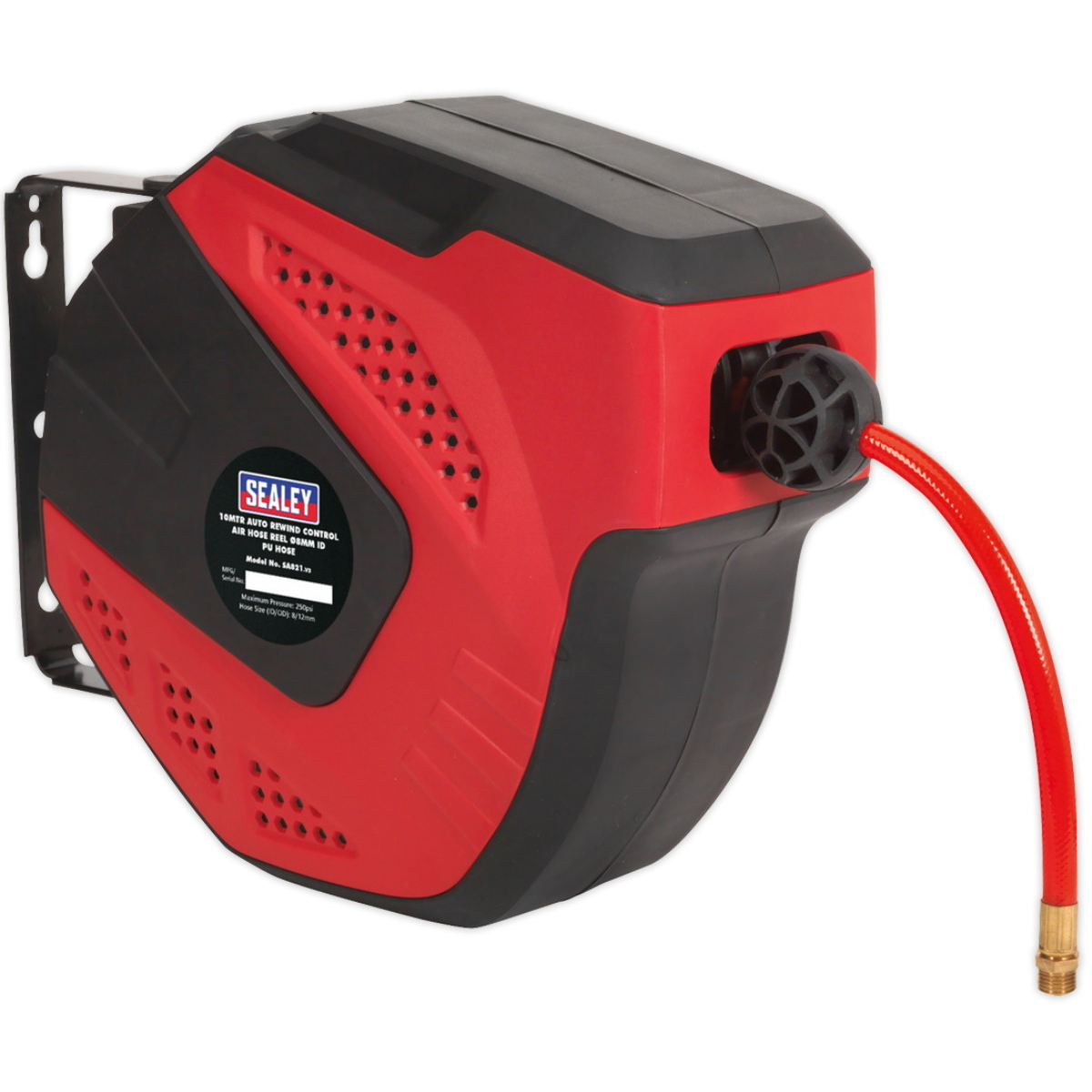 Sealey SA821 Auto Rewind Control Air Hose Reel 10mtr &oslash;8mm - Rubber Hose