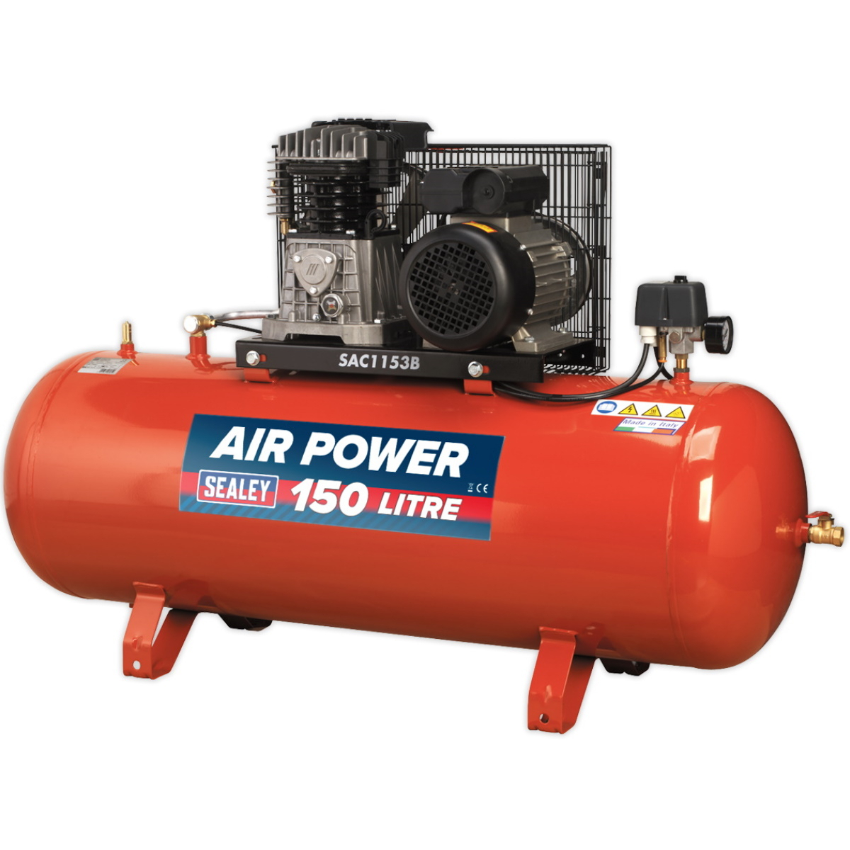 Sealey SAC1153B Compressor 150ltr Belt Drive 3hp 230V with Cast Cylinder