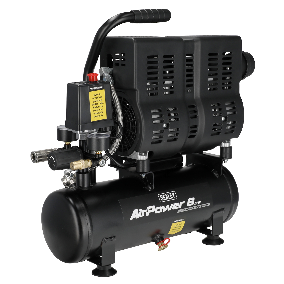Sealey SAC6000S 6L Oil Free Low Noise Direct Drive Air Compressor 1hp